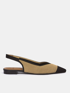 Ballerine à talon ouvert Mina - Camel/Noir