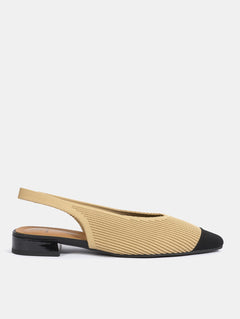 Lara ballerina met open hiel - Camel/Zwart
