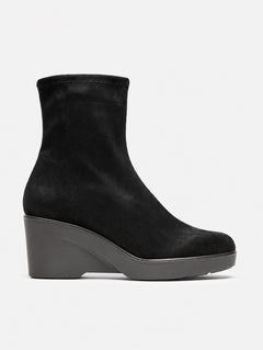 Cushy Cuña Ankle Boot - Black · Suede effect